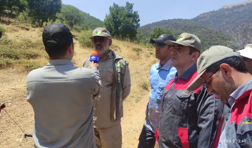 پایش مناطق جنگلی درگیر حریق شهرستان مریوان توسط رییس سازمان منابع طبیعی کشور