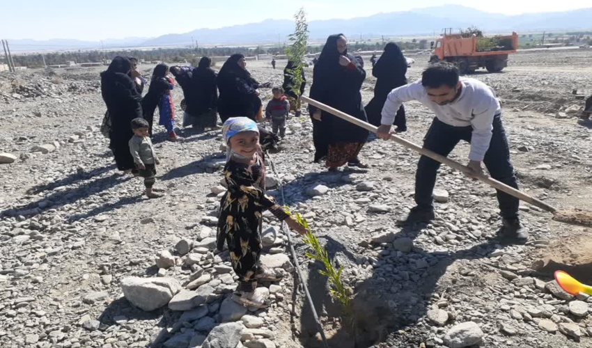 جنوب کرمان/همزمان با دهه فجر عملیات نهالکاری پارک شهر چاه مرید کهنوج آغاز شد