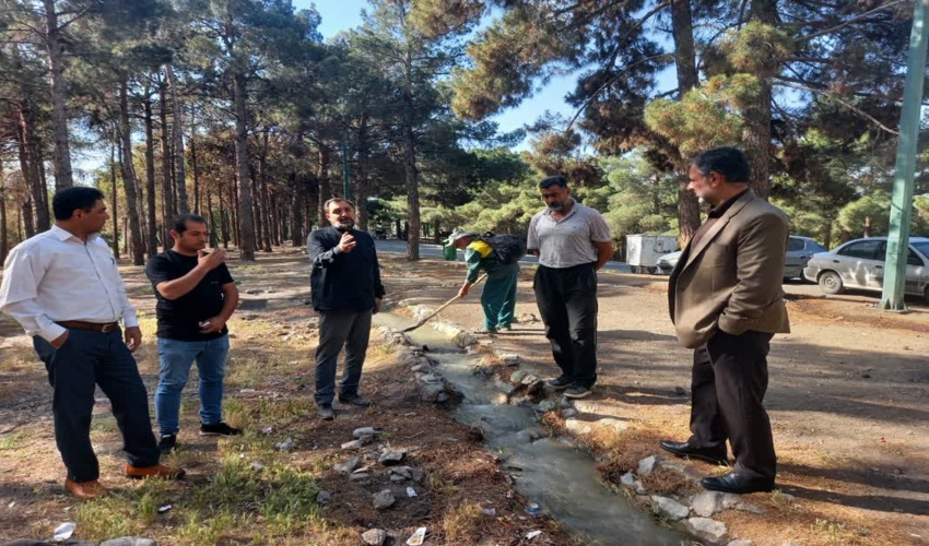 تهران/ جاری شدن آب زیر درختان پارک جنگلی چیتگر