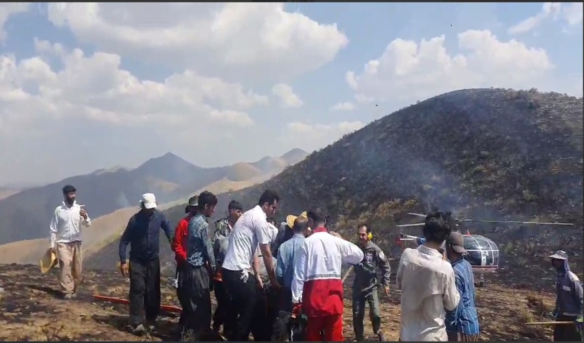 آتش سوزی در کوه های لاین و کانی گشه شهرستان کامیاران مهار شد