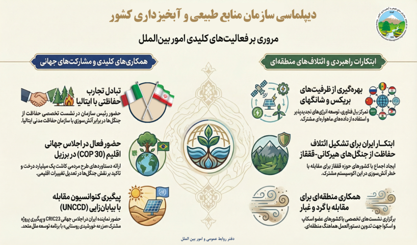 اینفوگرافی «دیپلماسی سازمان منابع طبیعی و آبخیزداری کشور» منتشر شد