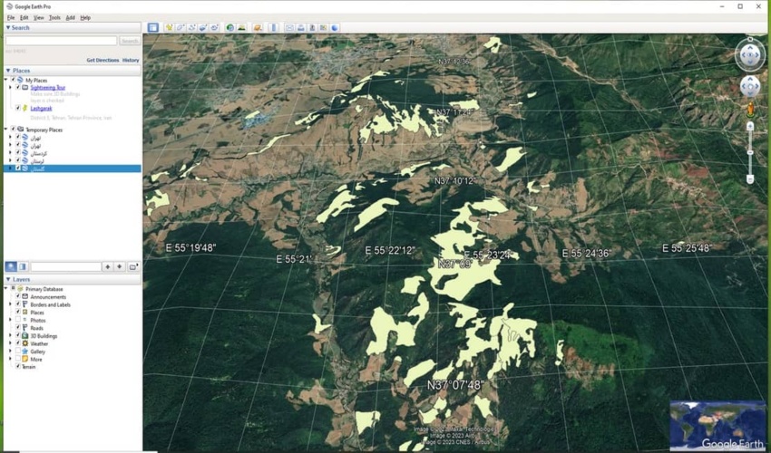 محدوده و نقاط جنگلکاری‌های پس از انقلاب اسلامی